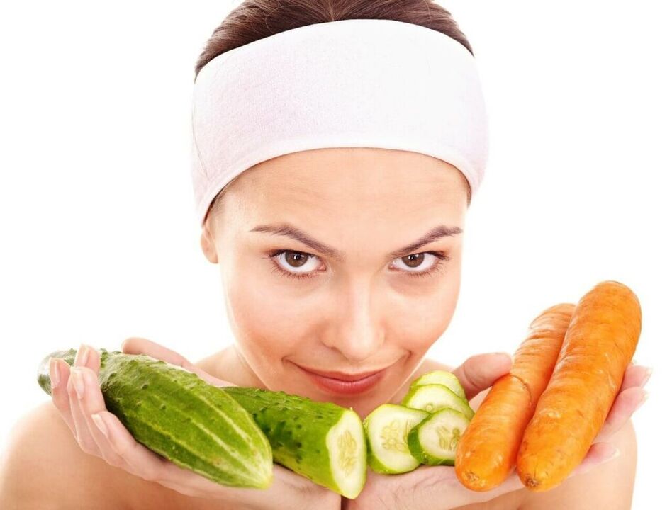 Pepino y zanahoria para el rejuvenecimiento de la piel. 